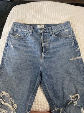 Agolde High Rise Distressed Light Blue Jeans